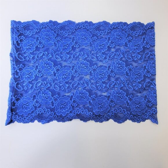 Blue See Through Elastic Lace Bandeau Strapless Lace Tube Top Lace Crop Top - Picture 8 of 8